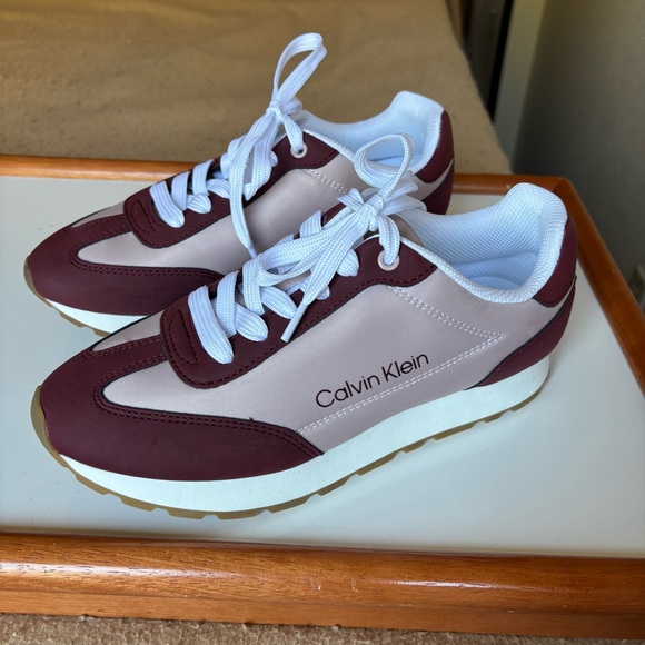 Calvin Klein Burgundy and White Sneakers - Picture 2 of 8
